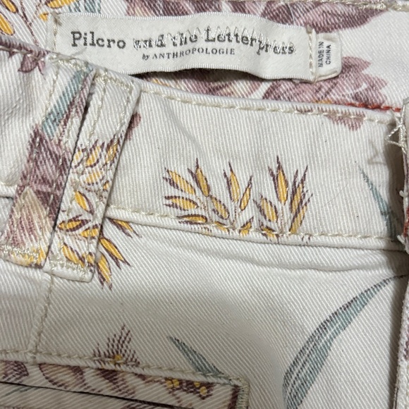 Pilcro and the Letterpress Cream-Pink Floral High Rise Bootcut Flare size 25 - Picture 7 of 11